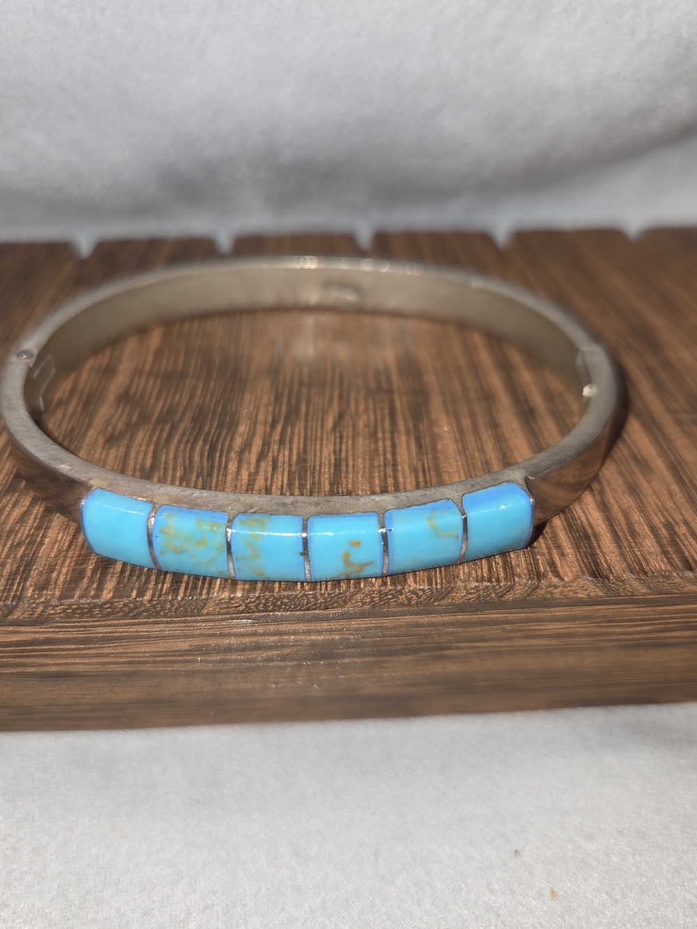 Vintage Mexican Silver Bracelet 925 with Bright Turquoise Inlay Southwestern - Picture 1 of 12